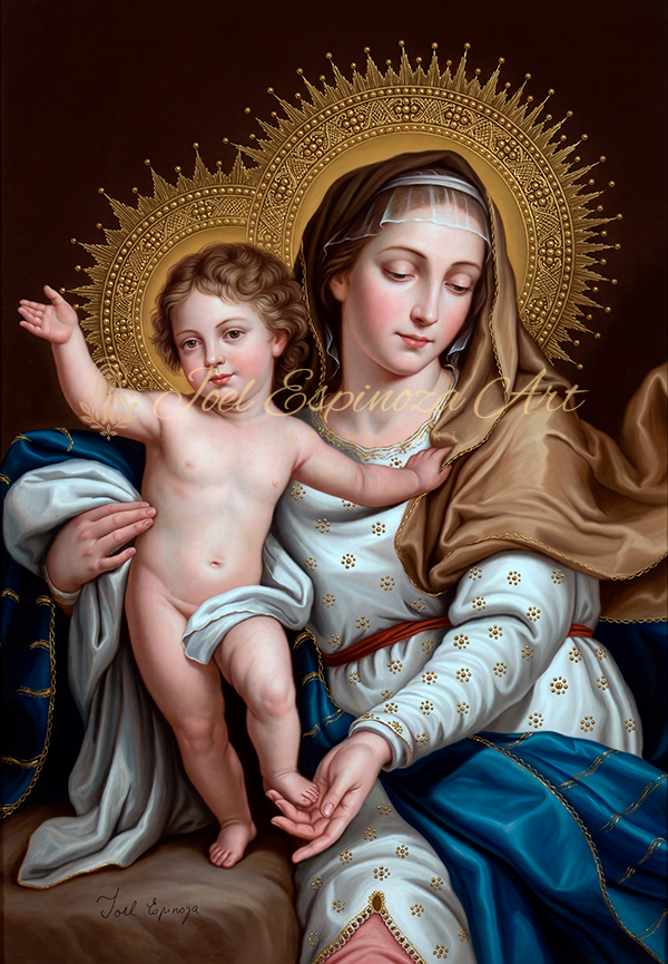 Virgen con Niño con corona dorada