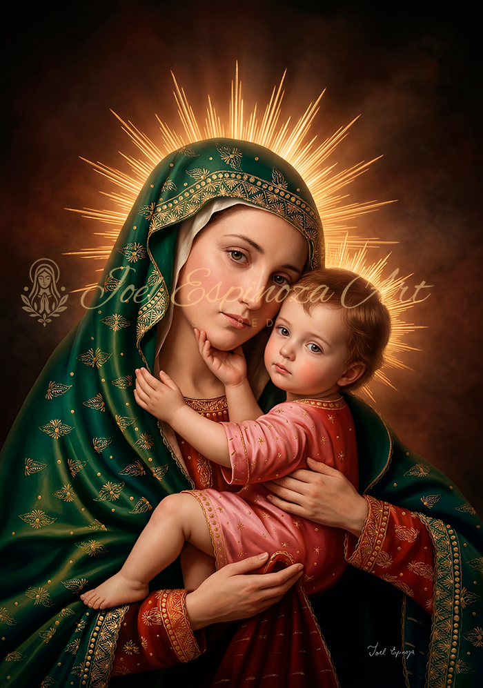 Virgen con niño (Manto Verde)